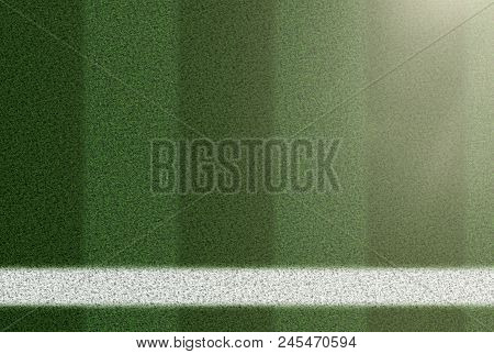 Top View Of Sideline On Green Grass Soccer Field