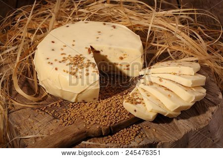 Coffee Cheese On A Wooden Table/ Coffee Cheese