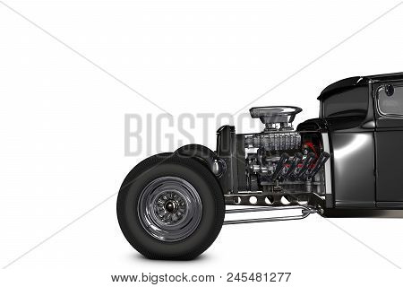 Hot Rod Sports Car. Isolated On White Background. 3d Render Illustration