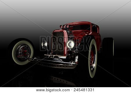 Hot Rod Sports Car. 3d Render Illustration