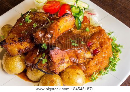 Dish With Pork Ribs And Vegetables