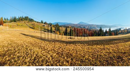 Morning Slopes Of The Carpathian Mountains (yablunytsia Village, Ivano-frankivsk Oblast, Ukraine). A
