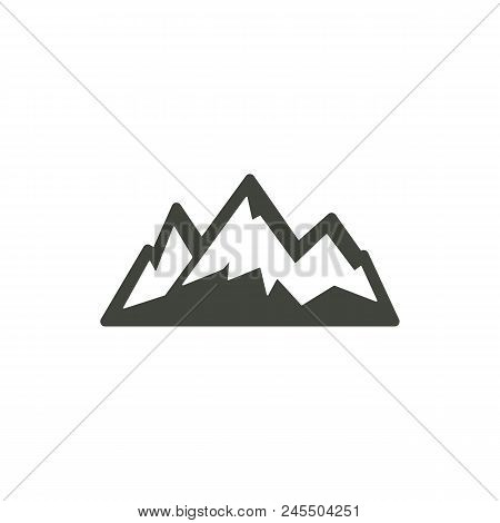 Mountain Icon Symbol. Silhouette Mountain Pictogram. Stock Mountain Element Isolated On White Backgr