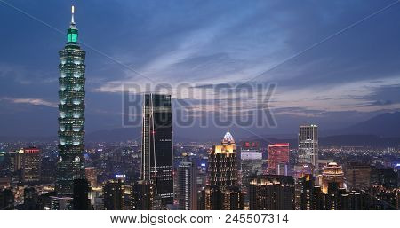 Taipei city, Taiwan, 10 May 2018:- Timelaspe of Taipei city in the evening