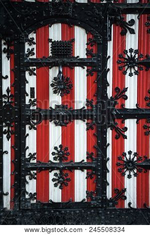 Red And White Decorations On The Doors And Window Shutters Of De Haar Castle. The Colors Are Derived