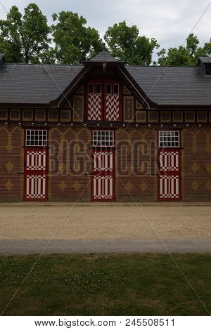 Red And White Decorated Doors Of The Stables Of De Haar Castle. The Red And White Are The Colors Of 
