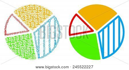 Pie Chart Collage Icon Of Zero And Null Digits In Variable Sizes. Vector Digit Symbols Are United In