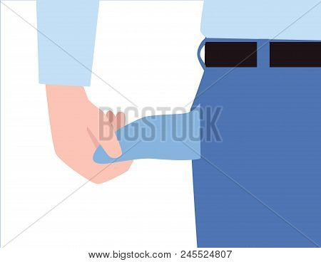 Businessman Pulling Out His Empty Pocket In Despair
Broke Business Concept 
Vector People Flat Desig