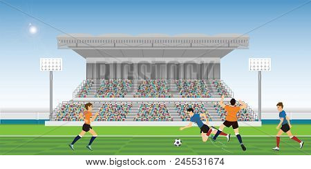 Yellow Soccer Player Commits A Foul Against Blue Soccer Player During Football Match Team Players Sp