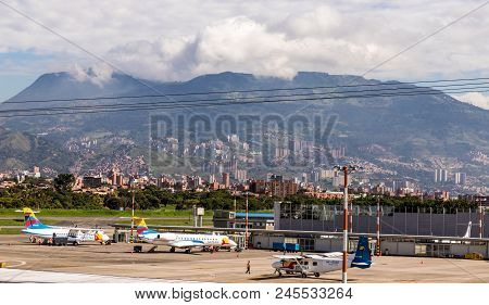 Medellin Colombia. April 2018. A View Of Enrique Herrera Olaya Regional Airport In Medellin Colombia
