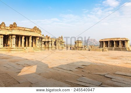 Garuda Stone Chariot And Vitthala Temple Gopuram, Hampi, Karnataka, India