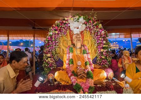 Kolkata, West Bengal , India - July 2nd 2017 : Hindu Devotee Showing Respect With Folded Hands (nama