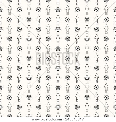 Seamless Pattern With A Figured Arrow On A Light Background.  Target. Endless Texture For Textile De