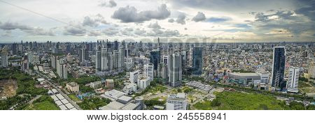 Bangkok Thailand - June6,2017 : Aerial View Of Modern Building And Skyscraper Scene Of Ratchadaphise