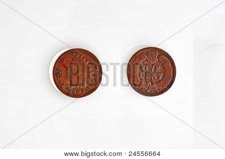 Amerikanske 1903 indiske hovedet Penny isoleret på hvid