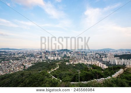 View Of Seoul Downtown From Inwangsan Mountain
