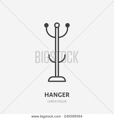 Clothes Hanger Flat Line Icon. Apartment Furniture Sign, Vector Illustration Of Coathanger, Rack. Th