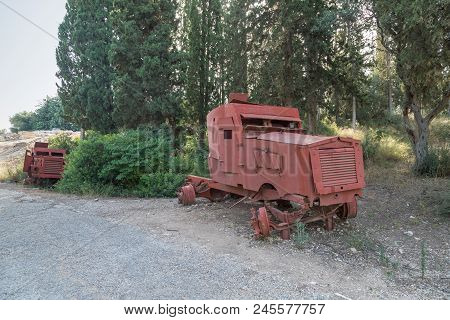 The Remains Of The Defeated Fighting Vehicles Of The Hagana - The Idf - Ambushed During The War Of I