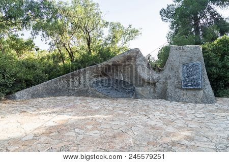 Nahariyya, Israel, 16 June, 2018 : Memorial With A Story In Hebrew About The Ambushed Fighting Vehic