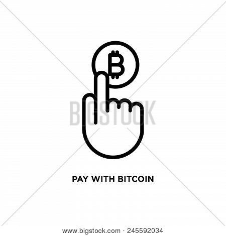 Pay With Bitcoin Vector Icon On White Background. Pay With Bitcoin Modern Icon For Graphic And Web D