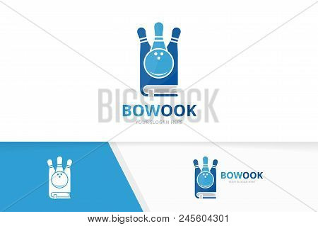 Vector Bowling And Book Logo Combination. Game And Library Symbol Or Icon. Unique Kegling And Bookst