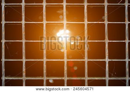 The Texture Of The Lattice Of The Silver Floor, The Light Passes Through The Lattice, The Background