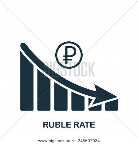 Ruble Rate Decrease Graphic Icon. Mobile App, Printing, Web Site Icon. Simple Element Sing. Monochro