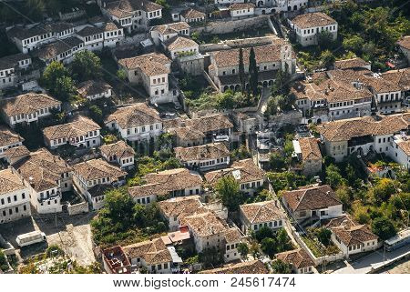 View Of Berat Berati Historic Old Town Rooftops In Albania