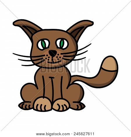 Cartoon Illustration Of Little Kitten. Vector Clipart.