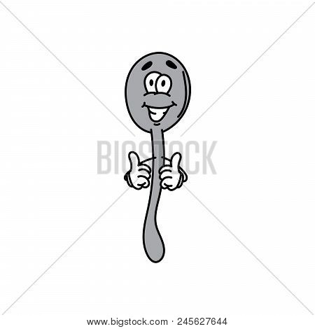 Cartoon Illustration Of Spoon Showing Thumb Up Vector