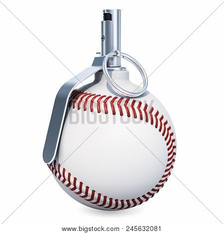 Baseball Ball Hand Grenade. 3d Rendering Isolated On White Background