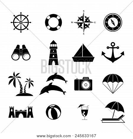 Set Of Summer Vacation Icons On The White Background