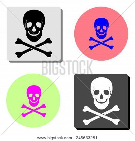 Skull And Bones. Simple Flat Vector Icon Illustration On Four Different Color Backgrounds