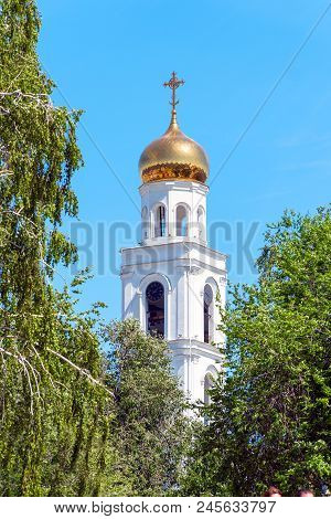 Russia, Samara, May 27, 2018: Belfry Of The Church Of St. Nicholas The Wonderworker Of The Iversky M
