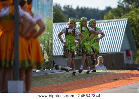 NIKOLSKIY / LENINGRAD REG, RUSSIA - JUN 16, 2018: During festival events dedicated to 69th anniversary of urban-type settlement Nikolskiy formation on the river Svir connecting Onega and Ladoga lakes.