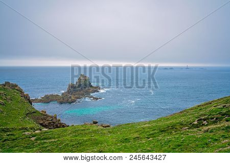 Landscape Of The Lands End - The Most Westerly Point Of England Which Is A Popular Tourist Attractio