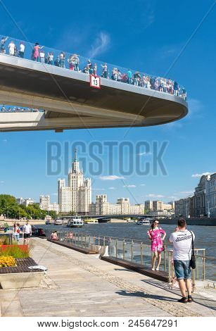 Moscow - June 16, 2018: People Visit The Zaryadye Park In Moscow Centre, Russia. Zaryadye Is One Of 