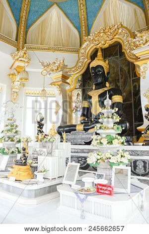 Khonkaen, Thailand - Jun 12, 2018 : Black Buddha Image  At Wat Thung Setthi Temple In Khonkaen, Thai