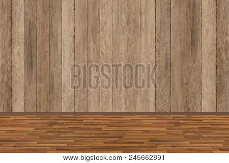Room Perspective, Wood Room Texture Wall And Wooden Plank Grou