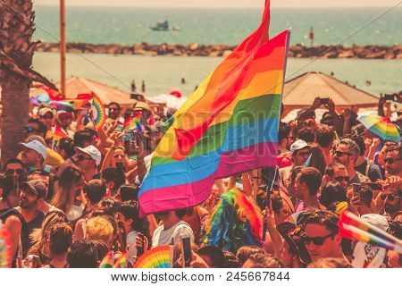 Tel Aviv, Israel- June 8, 2018: Gay Pride Parade In Tel Aviv, Israel