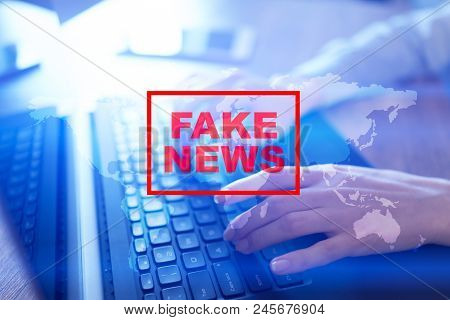 Fake News Warning On The Virtual Screen