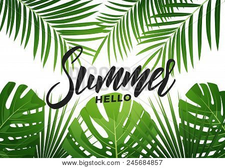 Summer. Tropical Background With Exotic Palnts. Banner For Summer Sale, Promotion, Party Events.