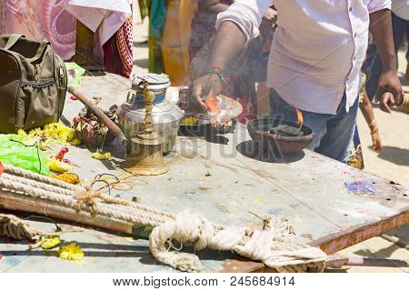 Documentary Editorial. Masi Magam Festival, Puduchery, Pondichery, Tamil Nadu, India - March 1, 2018