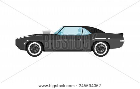 Classic Muscle Car Isolatedillustration On White Background. Vintage Old School Hot Road, Auto Vehic