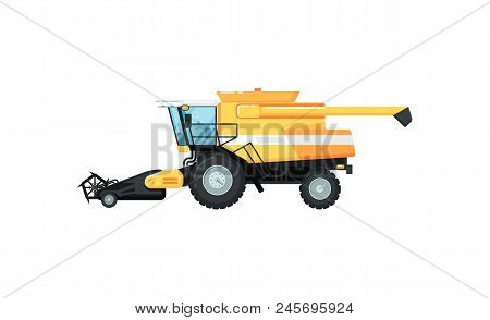 Agriculture Combine Harvester Isolatedillustration. Rural Industrial Farm Equipment Machinery, Comer
