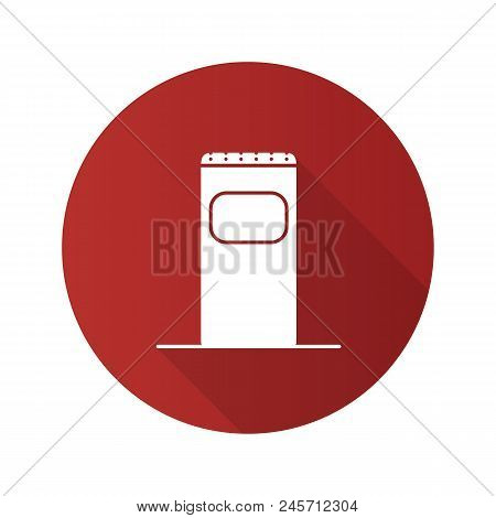 Garbage Bin Flat Design Long Shadow Glyph Icon. Trash Can. Waste Container.vector Silhouette Illustr