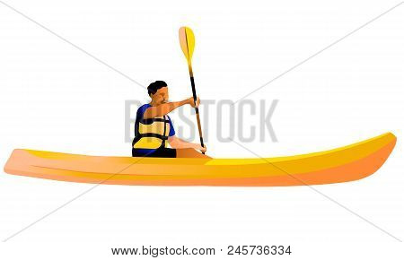 Mam Om A Long Yellow Kayak Isolated Figure