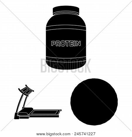 Gym And Training Black Icons In Set Collection For Design. Gym And Equipment Vector Symbol Stock Ill