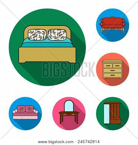 Furniture And Interior Flat Icons In Set Collection For Design.home Furniture Vector Symbol Stock  I