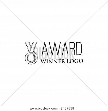 Medal Icon. Winner Award Logo. Rewar, Trophy. Vicrory Badge. Vector Illustration.
